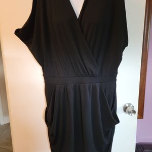 RACHEL ROY blk sleeveless dress elastic waist 100% poly szXL, fr pockets nwt